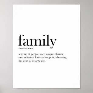 Familie zwart-wit, schandalige typografie poster