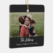 Familie Zwart Wit Script Foto Keramisch Ornament (Rechts)