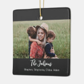 Familie Zwart Wit Script Foto Keramisch Ornament (Links)
