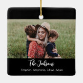 Familie Zwart Wit Script Foto Keramisch Ornament (Achterkant)