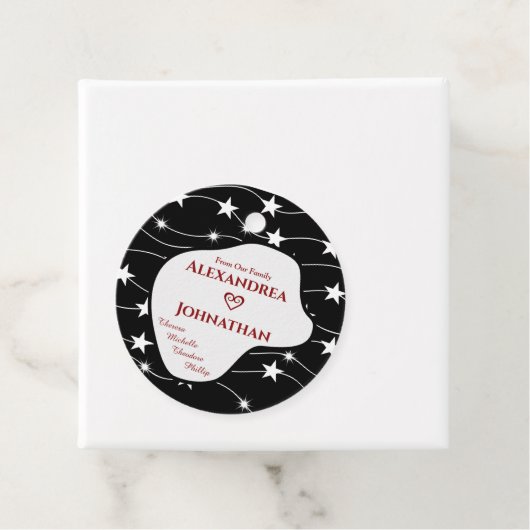 Familie Zwart Wit Script Typografie Personaliseren Bedankjes Labels (In situ)