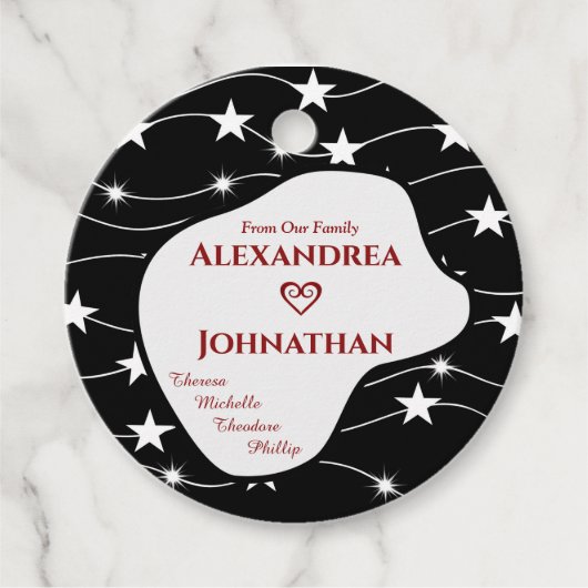 Familie Zwart Wit Script Typografie Personaliseren Bedankjes Labels (Voorkant)