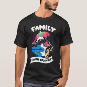 Familie zwemt samen Tie Dye Dolphins Fish Seater T-shirt