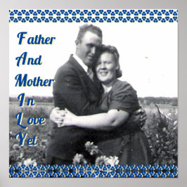 Familieacroniem Ouders Foto Blauwe Bloemengrenzen Poster