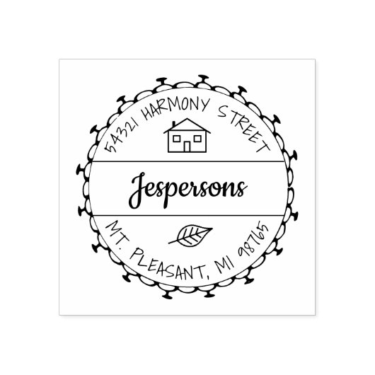 Familieadres Tiny House Rubberstempel (Afrduk)