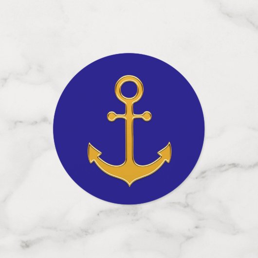 Familieanker en scheepswiel op koninklijk blauw &  confetti (Kleine voorkant)