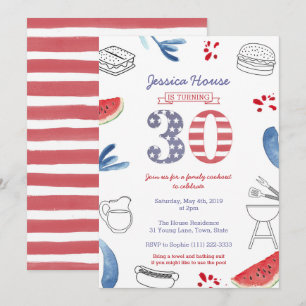 Familiebarbecue 30e verjaardagsfeest, Memorial Day Kaart