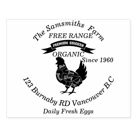 Familiebedrijf Boerderij kippeneieren sinds 1960 Rubberstempel (Afrduk)