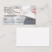 Familiebegeleiding en psychotherapie afsprakenkaartje (Voorkant / Achterkant)