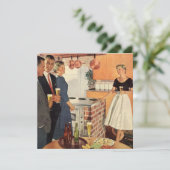 Familiebijeenkomst in een keuken uit de jaren '50  kaart (Staand voorkant)