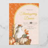 Familiebijeenkomst Thanksgiving Diner Folie Uitnodiging (Voorkant)