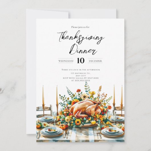 Familiebijeenkomst Thanksgiving Diner Kaart (Voorkant)