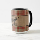 Familieboerderij Rustische Koe Red Pset Burlap Big Mok (Voorkant rechts)