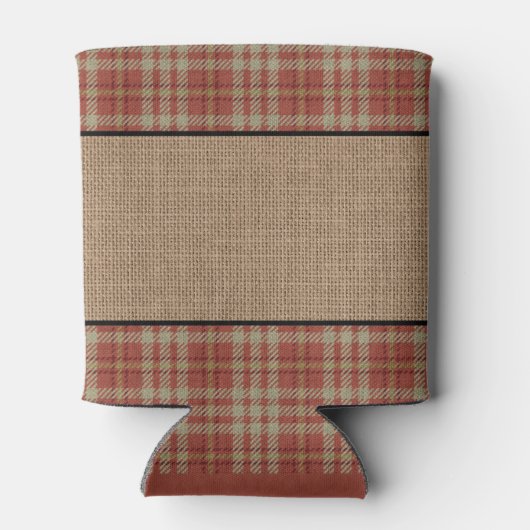 Familieboerderij Rustische Koe Red Pset Burlap Blikjeskoeler (Achterkant)