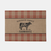 Familieboerderij Rustische Koe Red Pset Burlap Deurmat (Voorkant)