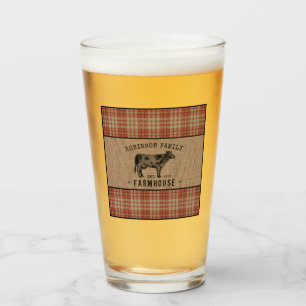 Familieboerderij Rustische Koe Red Pset Burlap Glas