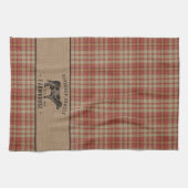 Familieboerderij Rustische Koe Red Pset Burlap Theedoek (Horizontaal)