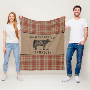 Familieboerderij Rustische Kow Red Pset Burlap Fleece Deken