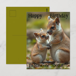 Familiebonden: Mama en baby quokka, verjaardag  Briefkaart