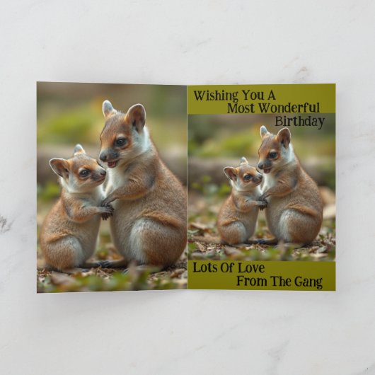 Familiebonden: Mama en Baby Quokka, Verjaardag Kaa Kaart (Binnen)