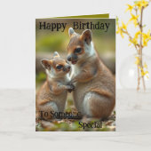 Familiebonden: Mama en Baby Quokka, Verjaardag Kaa Kaart (Gele Bloem)