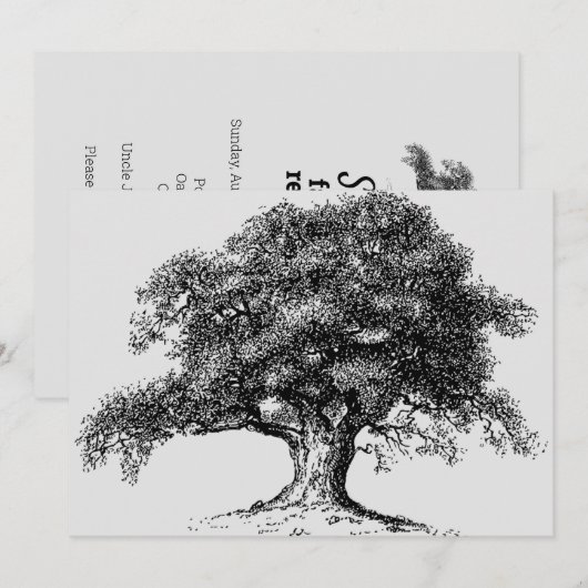 Familieboom, ankerboog, grijs aankondiging (Voorkant / Achterkant)