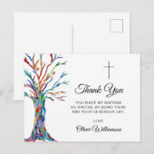 Familieboom Baptisme Christening Dank je wel Briefkaart (Voorkant / Achterkant)