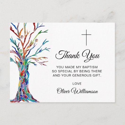 Familieboom Baptisme Christening Dank je wel Briefkaart (Voorkant)