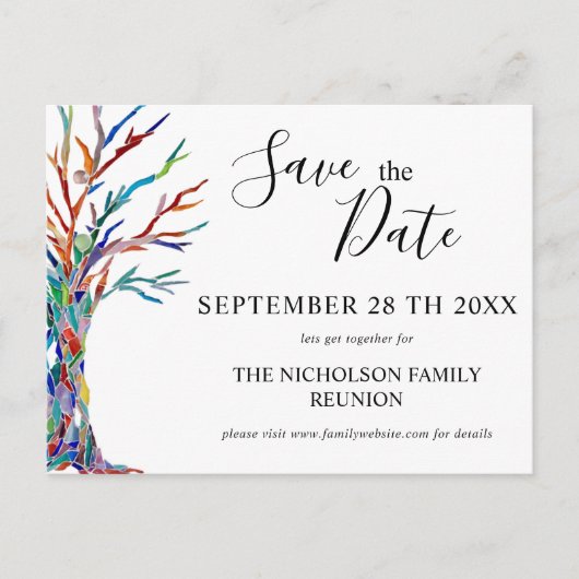 Familieboom Familie Reünie Save The Date Aankondigingskaart (Voorkant)