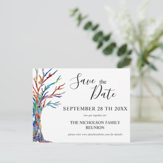 Familieboom Familie Reünie Save The Date Aankondigingskaart (Staand voorkant)