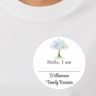 Familieboom Familiebijeenkomst Naam Ronde Sticker