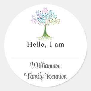 Familieboom Familiereünie Naam Ronde Sticker