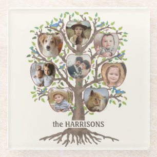 Familieboom Foto Collage 8 Afbeeldingen Naam Lt Be Glazen Onderzetter