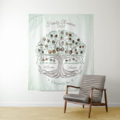 Familieboom met foto's Reunion backdrop banner Wandkleed (In situ)