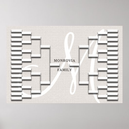 Familieboom Modern Linen look Poster (Voorkant)