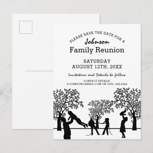 Familieboom reünie | Datum opslaan Uitnodiging Briefkaart (Voorkant / Achterkant)