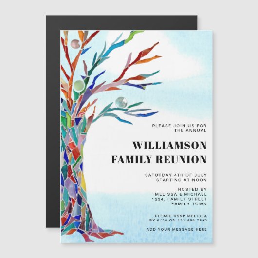 Familieboom reunion MagnetIc Uitnodiging Kaart Magnetische Uitnodiging (Voorkant / Achterkant)