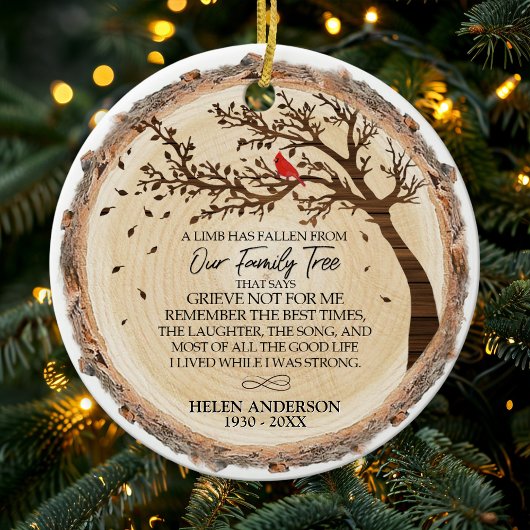 Familieboom Rode Kardinaal Foto Memorial Keramisch Ornament