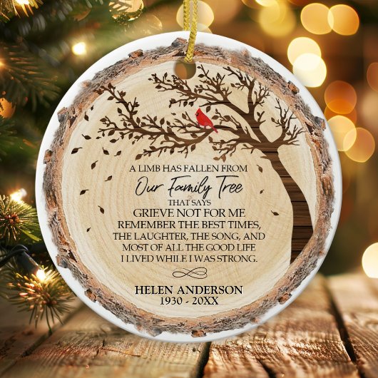 Familieboom Rode Kardinaal Foto Memorial Keramisch Ornament