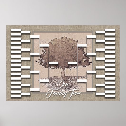 Familieboom Rustic Linen Kijk uit Poster (Voorkant)