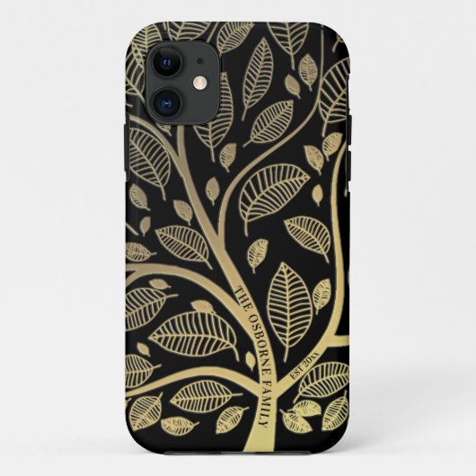 Familieboom zwarte goudnaam Jaar Oost Case-Mate iPhone Case (Achterkant)