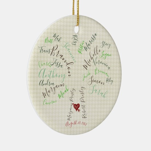 Familieboomversiering, aangepast grootoudergeschen keramisch ornament (Rechts)