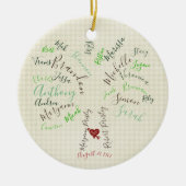 Familieboomversiering, aangepast grootoudergeschen keramisch ornament (Voorkant)