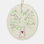 Familieboomversiering, aangepast grootoudergeschen keramisch ornament (Links)