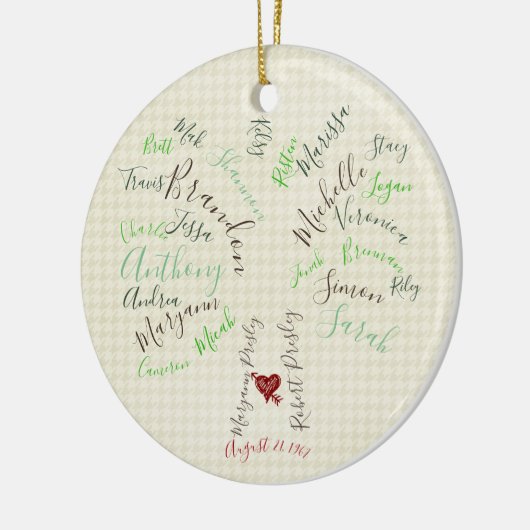 Familieboomversiering, aangepast grootoudergeschen keramisch ornament (Links)