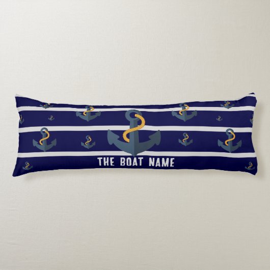 Familiebootnaam met Ankertouw Nautisch Lichaamskussen (Voorkant)
