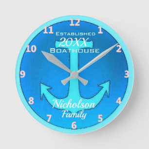 Familiebothouder groot, speciaal gepersonaliseerd  ronde klok