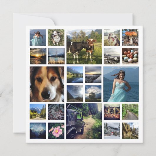 Familiebrief met 24 foto's gedurende het hele jaar kaart (Voorkant)