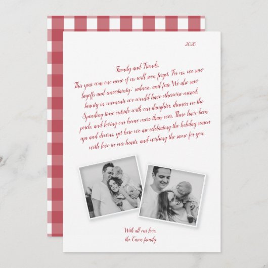 Familiebrief Rood Script Coronavirus Vakantie Kaar Aankondiging (Voorkant / Achterkant)