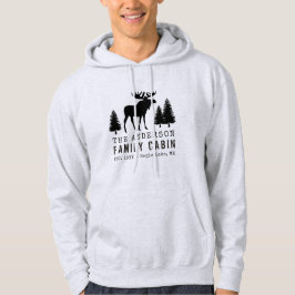 FamilieCabine Rustic Moose Pine Tree Silhouette Hoodie